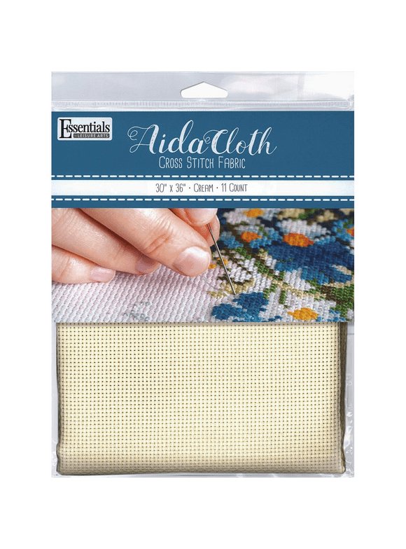 Essentials By Leisure Arts  Aida Cloth, 11 count, 30" x 36", Cream cross stitch fabric for embroidery, cross stitch, machine embroidery and needlepoint
