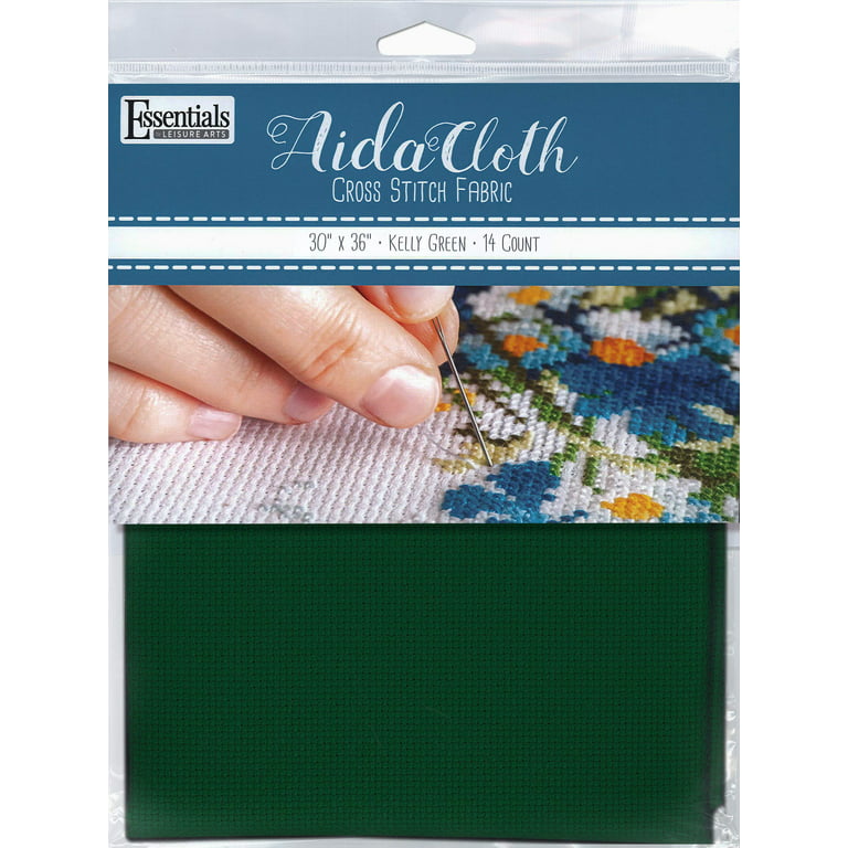 Essentials By Leisure Arts Aida Cloth, 14 count, 30 x 36, Kelly Green cross  stitch fabric for embroidery, cross stitch, machine embroidery and  needlepoint 