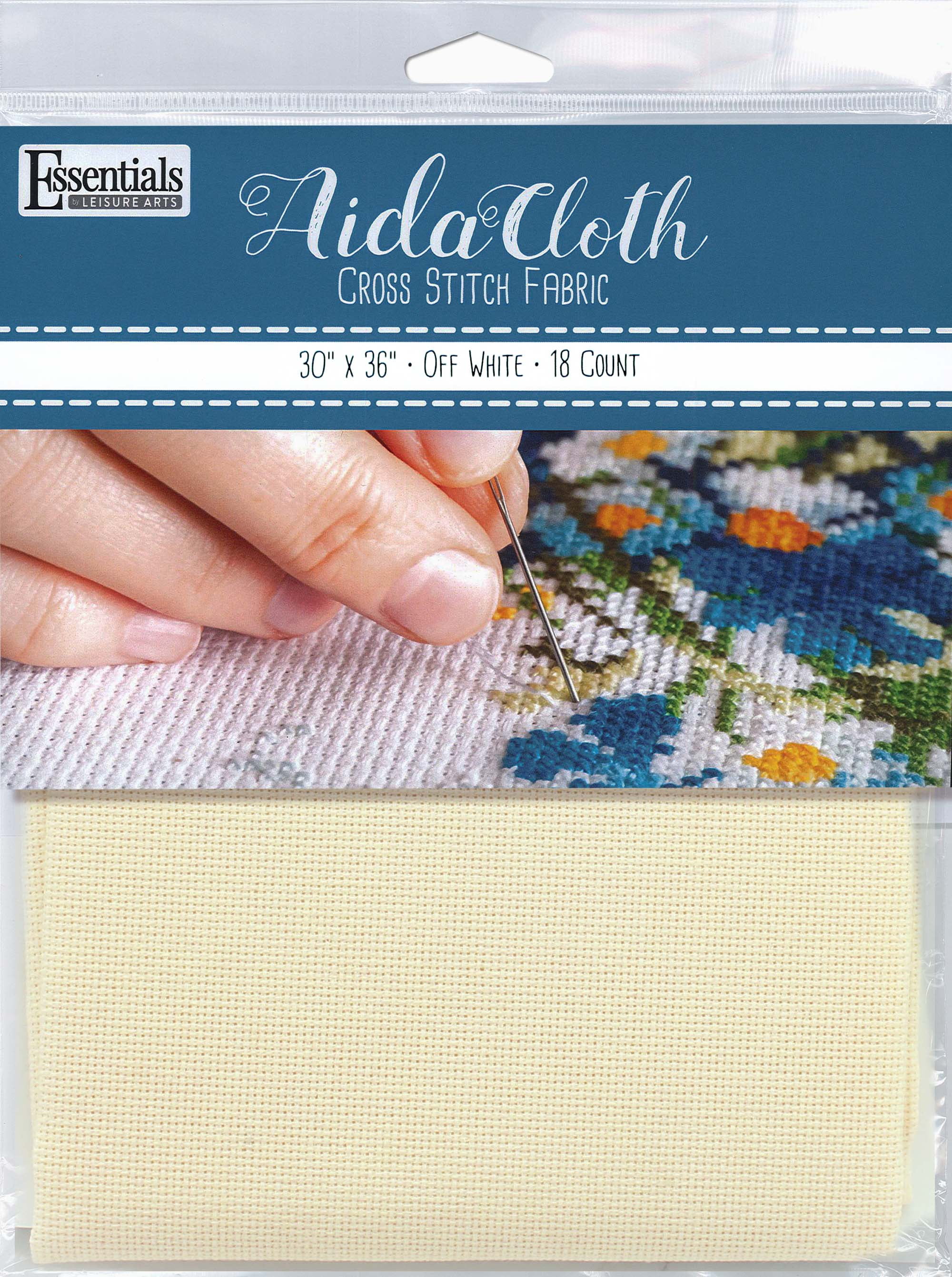Essentials By Leisure Arts Aida Cloth, 18 count, 30 x 36, Off White cross  stitch fabric for embroidery, cross stitch, machine embroidery and  needlepoint 