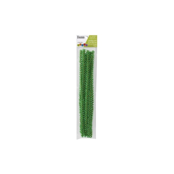 Essentials By Leisure Arts Chenille Stems 12in Canadian Pine 12pc - Bendable Craft Stems for Holiday Decor, DIY Ornaments, Dolls, Animals, and Seasonal Crafts