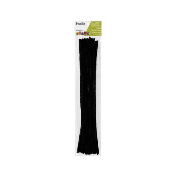 Essentials By Leisure Arts Arts Chenille Stem 12" 6mm Black 25pc