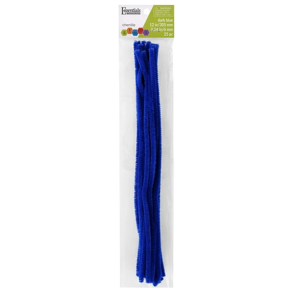 Essentials By Leisure Arts Arts Chenille Stem 12" 6mm Dark Blue 25pc