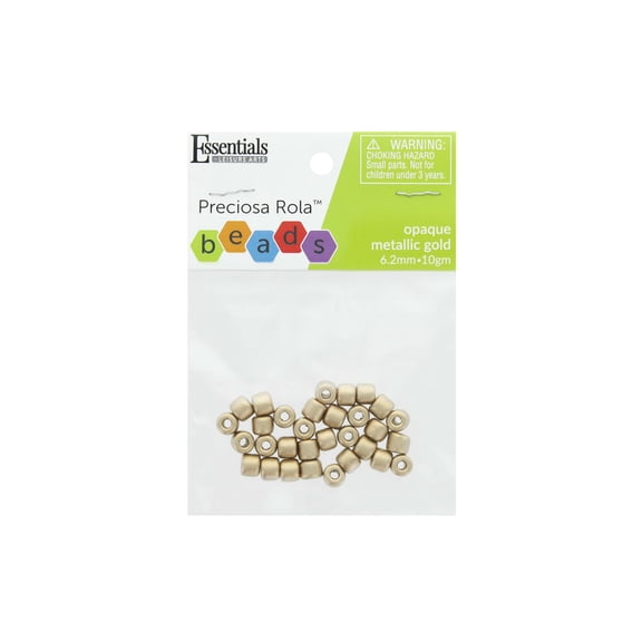 Essentials by Leisure Arts Czech Rola Bead Opaque Metallic Gold 6.2mm 10gm Czech Glass Beads for Jewelry Making, Czech Beads for DIY Bracelets, Necklaces, and Craft Projects