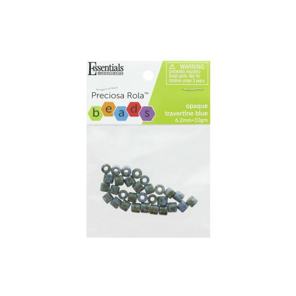 Essentials by Leisure Arts Czech Rola Bead Opaque Travertine Blue 6.2mm 10gm Czech Glass Beads for Jewelry Making, Czech Beads for DIY Bracelets, Necklaces, and Craft Projects