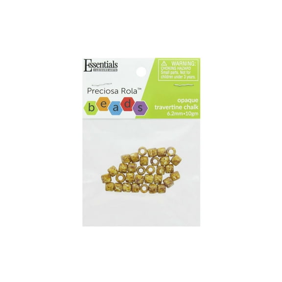 Essentials by Leisure Arts Czech Rola Bead Opaque Travertine Chalk 6.2mm 10gm Czech Glass Beads for Jewelry Making, Czech Beads for DIY Bracelets, Necklaces, and Craft Projects