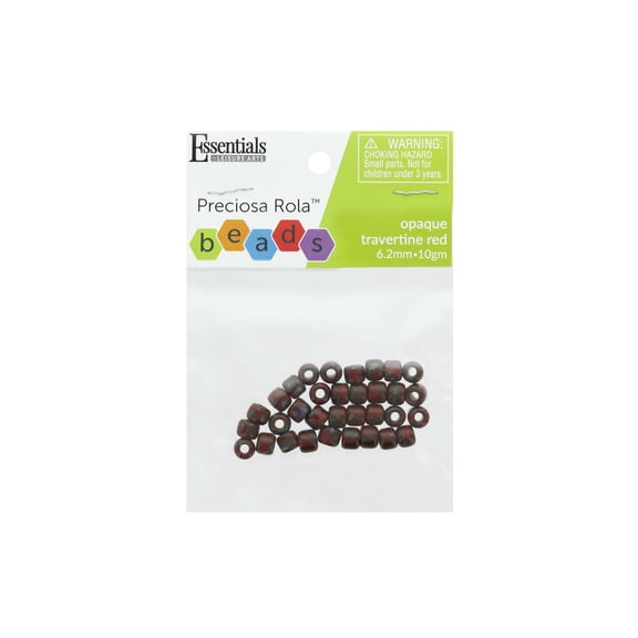 Essentials by Leisure Arts Czech Rola Bead Opaque Travertine Red 6.2mm 10gm Czech Glass Beads for Jewelry Making, Czech Beads for DIY Bracelets, Necklaces, and Craft Projects