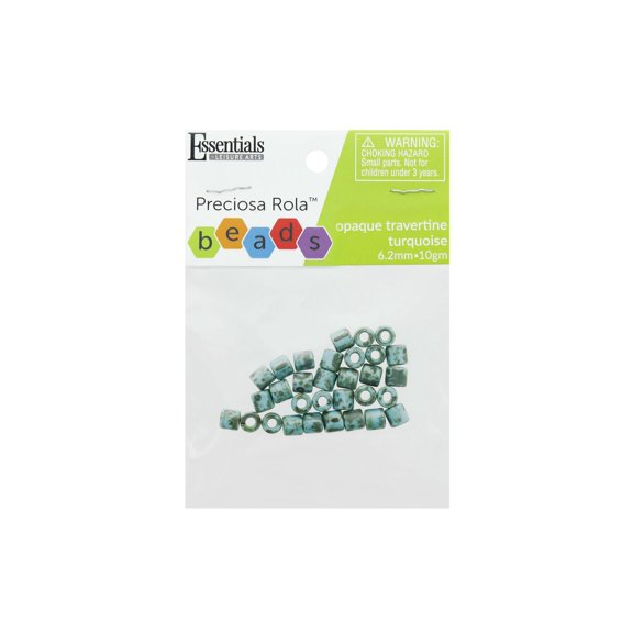 Essentials by Leisure Arts Czech Rola Bead Opaque Travertine Turquoise 6.2mm 10gm Czech Glass Beads for Jewelry Making, Czech Beads for DIY Bracelets, Necklaces, and Craft Projects