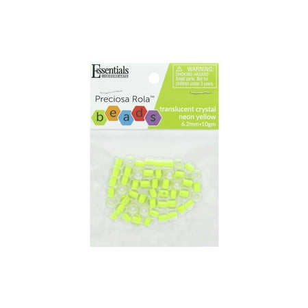 Essentials by Leisure Arts Czech Rola Bead Translucent Crystal Neon Yellow 6.2mm 10gm – Czech Glass Beads for Jewelry Making, Czech Beads for DIY Bracelets, Necklaces, and Craft Projects