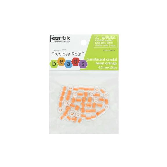 Essentials by Leisure Arts Czech Rola Bead Translucent Crystal Neon Orange 6.2mm 10gm Czech Glass Beads for Jewelry Making, Czech Beads for DIY Bracelets, Necklaces, and Craft Projects