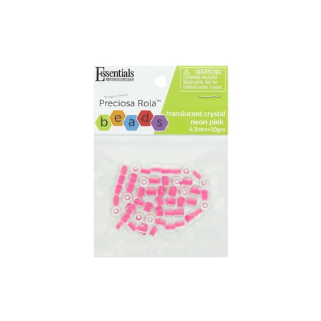 Essentials by Leisure Arts Czech Rola Bead Translucent Crystal Neon Pink 6.2mm 10gm – Czech Glass Beads for Jewelry Making, Czech Beads for DIY Bracelets, Necklaces, and Craft Projects