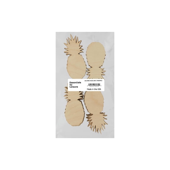 Essentials by Leisure Arts Wood Cutouts Pineapple 24 Pack - DIY Flat Wooden Shapes for Crafts, Birch Pieces for Painting, Staining, and Home Decor Projects