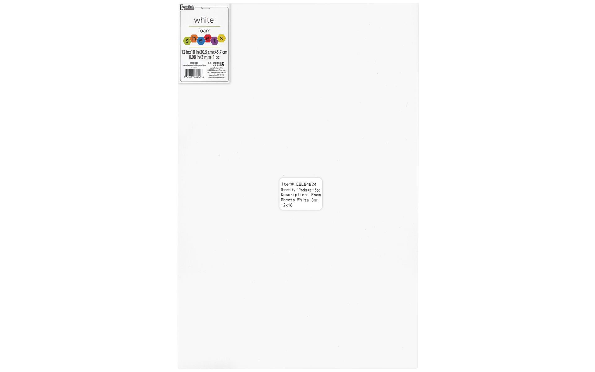 Essentials By Leisure Arts Arts Foam Sheet 12x18" 3mm White 15pc