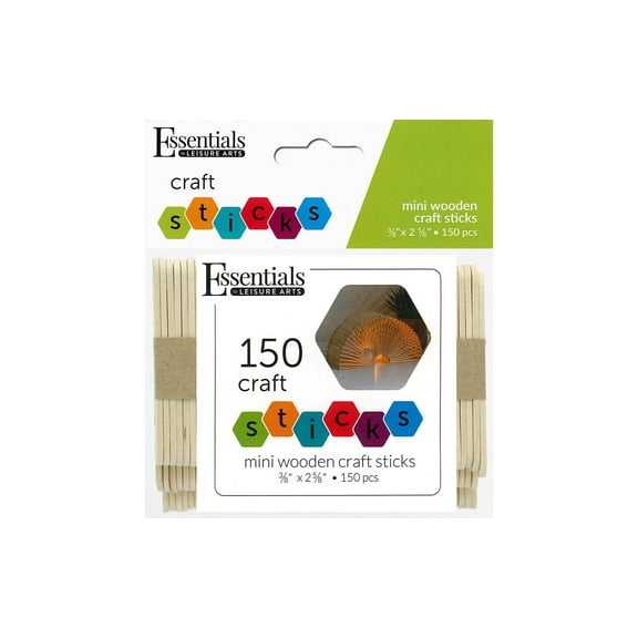 Essentials By Leisure Arts Arts Wood Craft Sticks Mini .38x2.63" 150pc