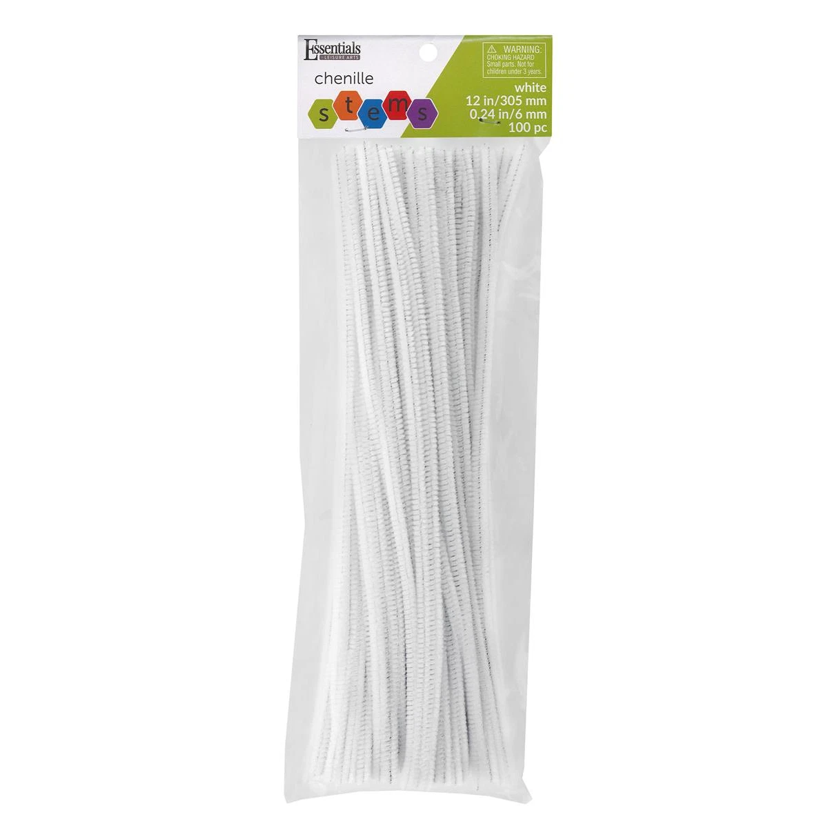 Zyler - Essentials By Leisure Arts Chenille Stems White 12" 6Mm 100Pc - Versatile Pipe