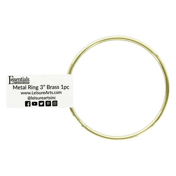 Essentials By Leisure Arts Metal Ring 3" Brass – For Macrame Rings, Metal Hoops For Crafts, And Diy Projects. Ideal Rings Crafts And Home Decor