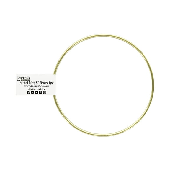 Essentials by Leisure Arts 5 Inch Brass Metal Craft Ring for Macrame, Curtain Tiebacks, Floral Arrangements, Beading, Leather Crafts and Wall Art