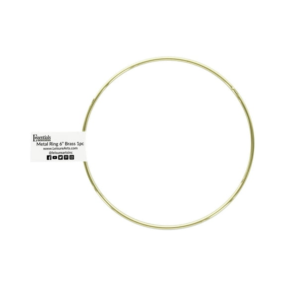 Essentials By Leisure Arts Metal Ring 6" Brass  For Macrame Rings, Metal Hoops For Crafts, And Diy Projects. Ideal Rings Crafts And Home Decor