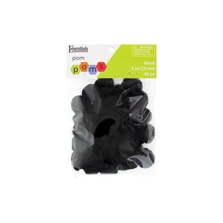 Essentials by Leisure Arts Black Craft Pom Poms 1 Inch 40 Count