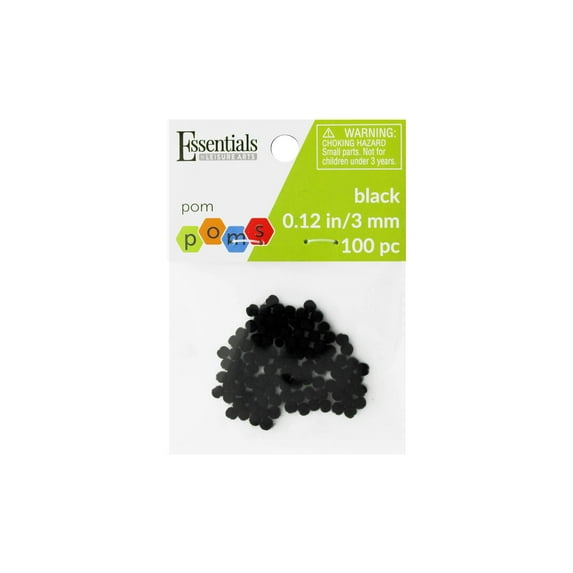 Essentials By Leisure Arts Pom Poms - Black - 3Mm 100 Piece Pom Poms Arts And Crafts Black Pompoms For Crafts Craft Puff Balls For Crafts