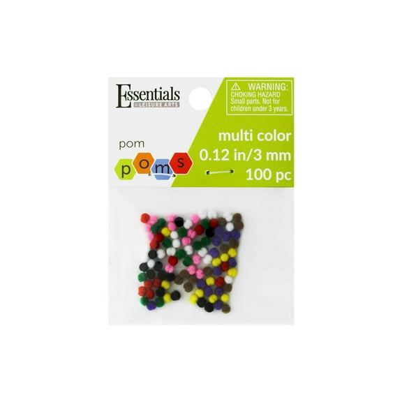 Essentials by Leisure Arts Multicolor Craft Pom Poms 3mm 100 Count