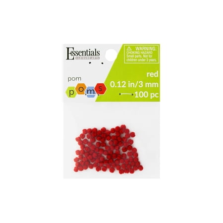 Essentials by Leisure Arts Red Craft Pom Poms 3mm 100 Count