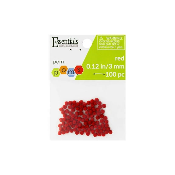 Essentials By Leisure Arts Pom Poms - Red - 3Mm 100 Piece Pom Poms Arts And Crafts Red Pompoms For Crafts Craft Puff Balls For Crafts