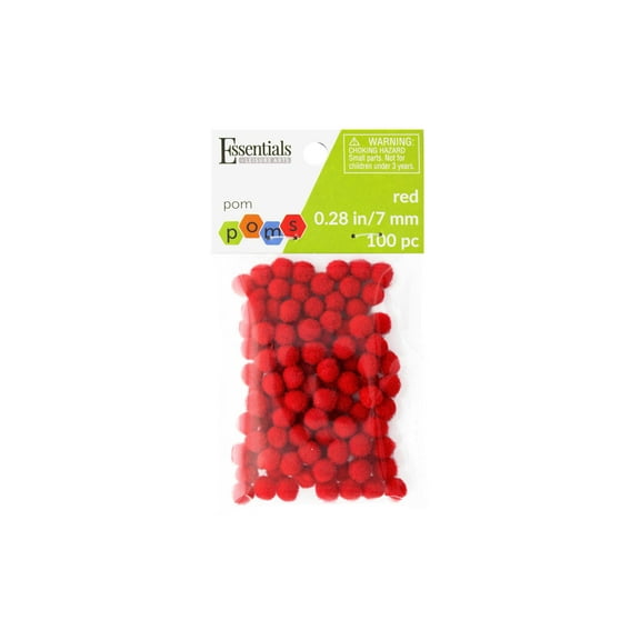 Essentials By Leisure Arts Pom Poms - Red - 7Mm 100 Piece Pom Poms Arts And Crafts Red Pompoms For Crafts Craft Puff Balls For Crafts