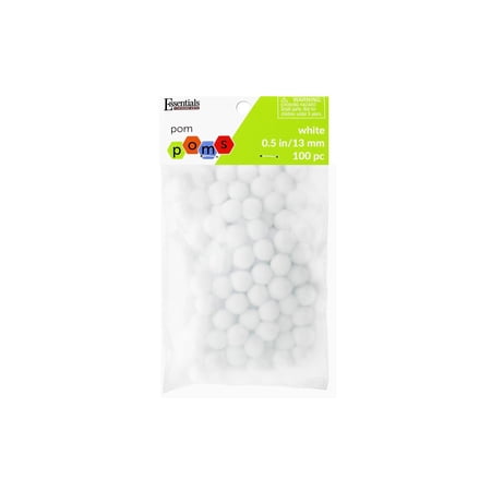 Essentials by Leisure Arts White Craft Pom Poms 1/2 Inch 100 Count