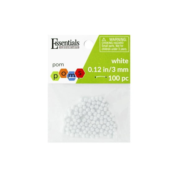 Essentials By Leisure Arts Pom Poms - White - 3Mm 100 Piece Pom Poms Arts And Crafts White Pompoms For Crafts Craft Puff Balls For Crafts