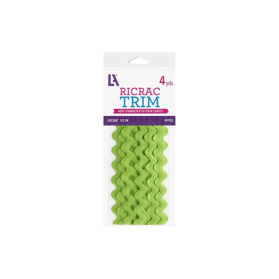 Essentials By Leisure Arts Ric Rac 1/2" 4 Yards Apple - Rick Rack Trim For Sewing - Wavy Ric Rac Trim For Sewing And Crafts Ribbon Rick Rack