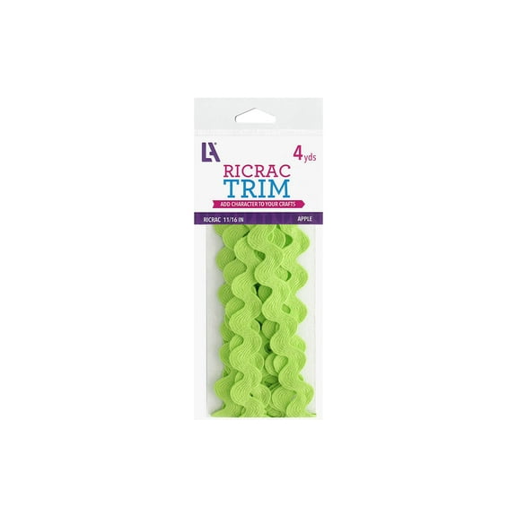 Essentials By Leisure Arts Ric Rac 11/16" 4 Yards Apple - Rick Rack Trim For Sewing - Wavy Ric Rac Trim For Sewing And Crafts Ribbon Rick Rack