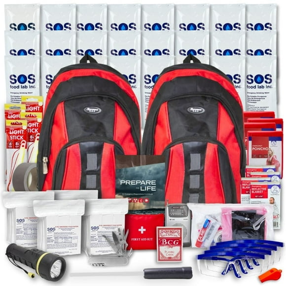 Essentials Complete Deluxe Survival Kit Backpack 4 Person | Bug-Out-Bag | For Wildfires, Hurricanes, and Other Natural Disasters