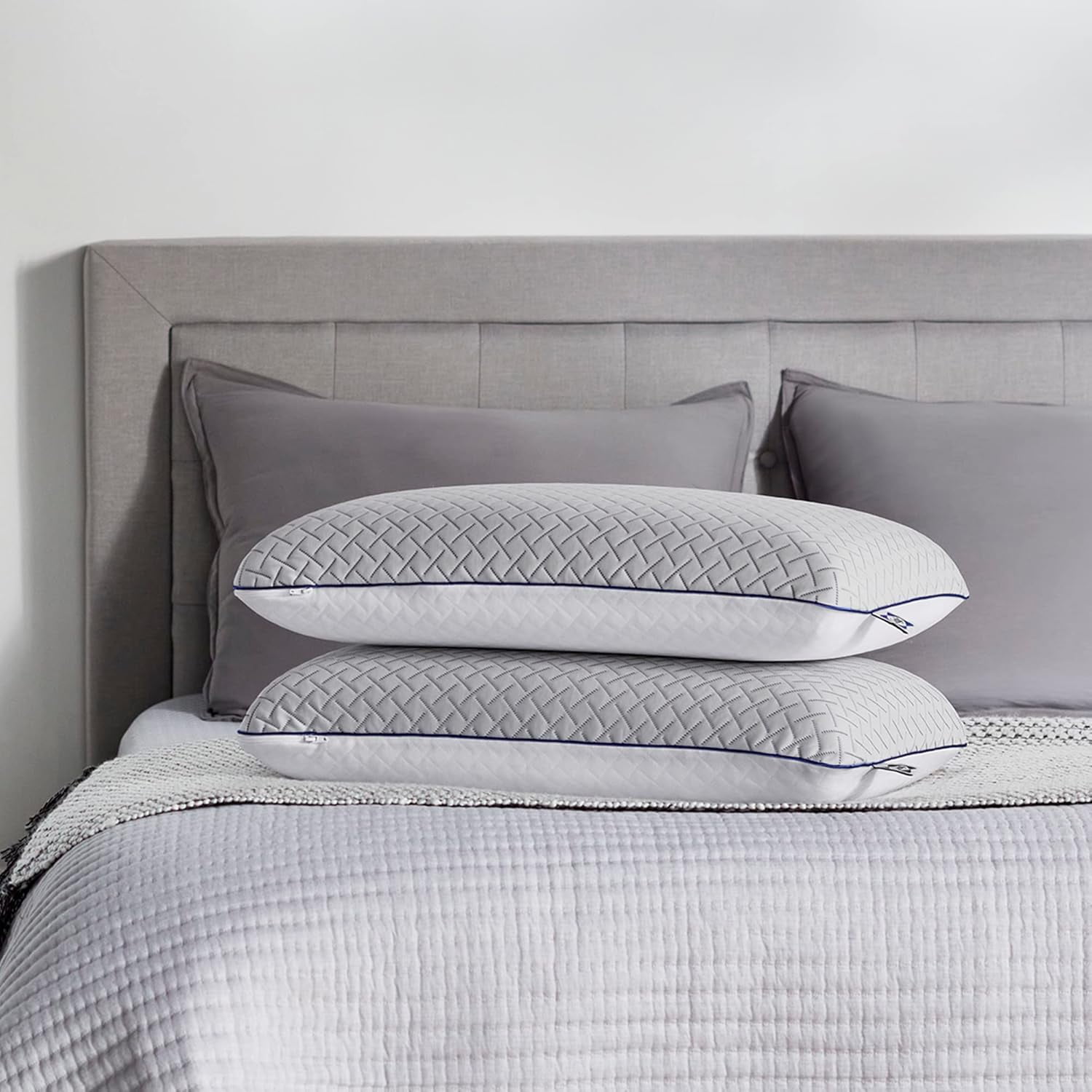 Sealy Essentials Cool Touch Gray and White Memory Foam Pillows, 2 Pack