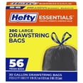 thumbnail image 1 of Essentials Drawstring 30 Gallon Trash Bags, 56 Count, Bulk Black Garbage Bags for Garages, Parties, Large Trash Items, and More, Scent Free, Black, 1 of 4