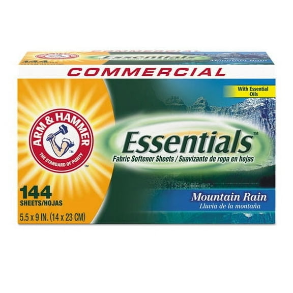 Essentials Dryer Sheets, Mountain Rain, 144 Sheets/box