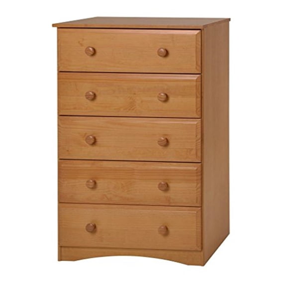 Essentials Five Drawer Chest-Color:Brown,Finish:Natural,Material:Solid Wood,Style:Contemperary