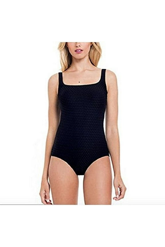 Essentials by Gottex One Piece Swimsuit or Tankini Tummy-Control Women's Plus Size (8, Black Texture)