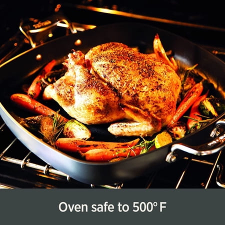 Essentials Hard Anodized Nonstick Fry Pan Set 2 Piece, 8, 10,5 Inch Oven Broiler Safe 500F, Lid Safe 350F Pots and Pans, Cookware Black