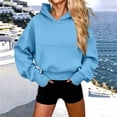thumbnail image 1 of Essentials Hoodie Baeitkot Women's Oversized Casual Solid Color Hem with Drawstring Hooded Long Sleeved Sweatshirt, 1 of 6