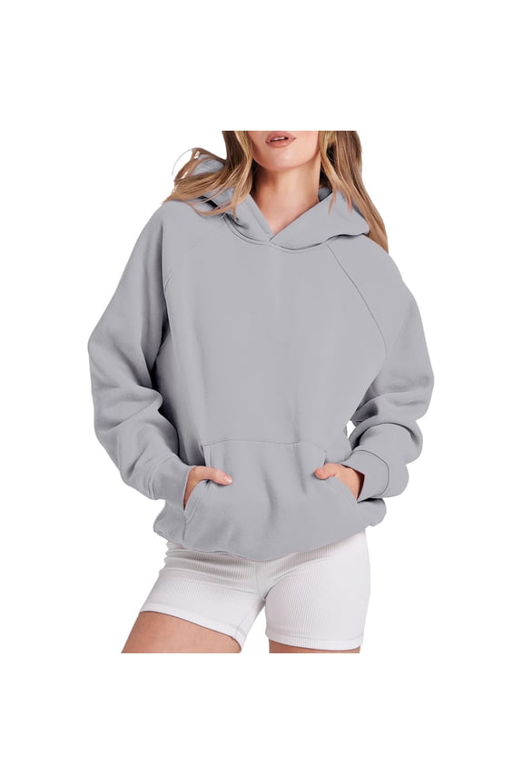 Essentials Hoodie Casual Fleece Oversized Basic Long Sleeve Athletic Workout Pullover Fall Clothes Fashion Sweatshirt for Women S