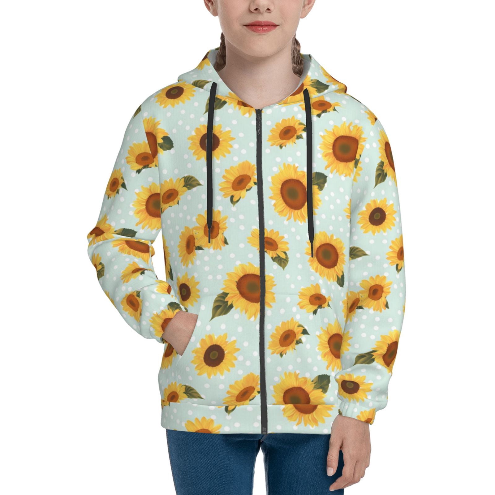 Essentials Hoodie Kids - Vintage White Polka Dot Sunflower Toddlers ...
