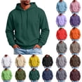 thumbnail image 1 of Essentials Hoodie Zaewscy Men's Fleece Lined Pullover Hoodie, Solid Color Long Sleeve Drawstring Hooded Sweatshirt for Casual Daily Wear Green XXXXXL, 1 of 9
