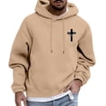 thumbnail image 1 of Essentials Hoodie for Men Cross Graphic Hooded Jesus Inspirational Religious Faith Mens Warm Clothing,Khaki,M, 1 of 5