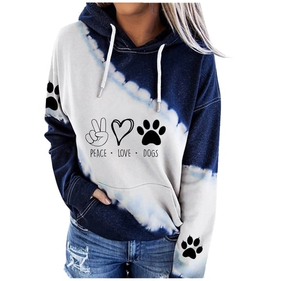 Essentials Hoodie for Women Long Sleeve Cute Dog Print Hooded Sweatshirt Fall Fashion Casual Pullover Tops 2025 Winter Clothes