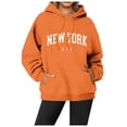 thumbnail image 1 of Essentials Hoodie for Women New York Letter Print Long Sleeve Hooded Drawstring With Pocket Workout Sweatshirts Orange, 1 of 4