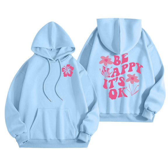 Essentials Hoodie for Women Ocean Beach Flower Print Long Sleeve with Pocket 2026 Fall Trendy Outfits