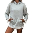 thumbnail image 1 of Essentials Hoodie for Women Solid Lace Hem Long Sleeve with Pocket Casual 2026 Fall Trendy Outfits, 1 of 5