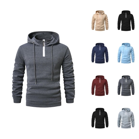 Essentials Hoodies for Men 2025 Fall Winter Long Sleeve Half Zipper Hooded Sweatshirt with Pockets Pullover Hoody