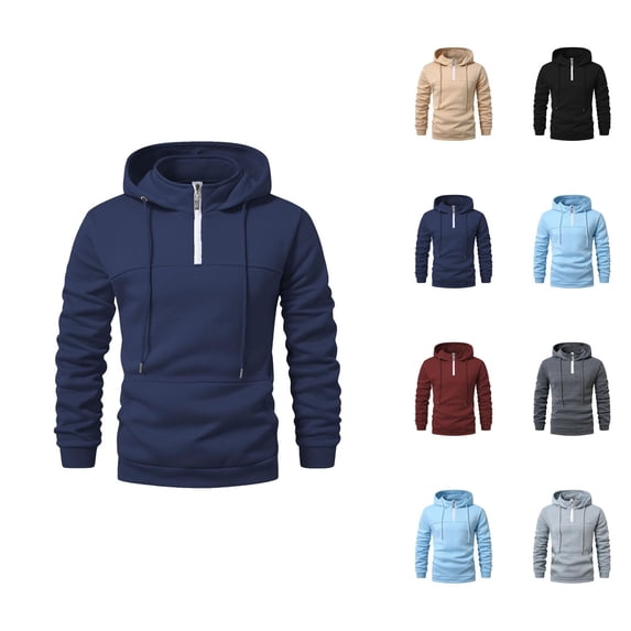 Essentials Hoodies for Men 2025 Fall Winter Long Sleeve Half Zipper Hooded Sweatshirt with Pockets Pullover Hoody