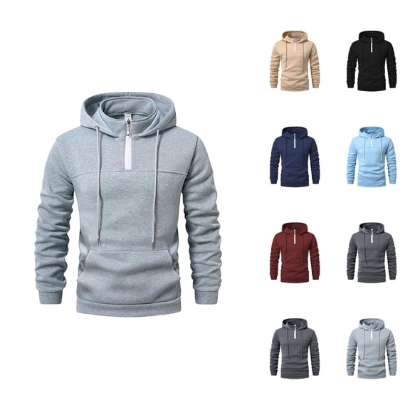 Essentials Hoodies for Men 2025 Fall Winter Long Sleeve Half Zipper Hooded Sweatshirt with Pockets Pullover Hoody